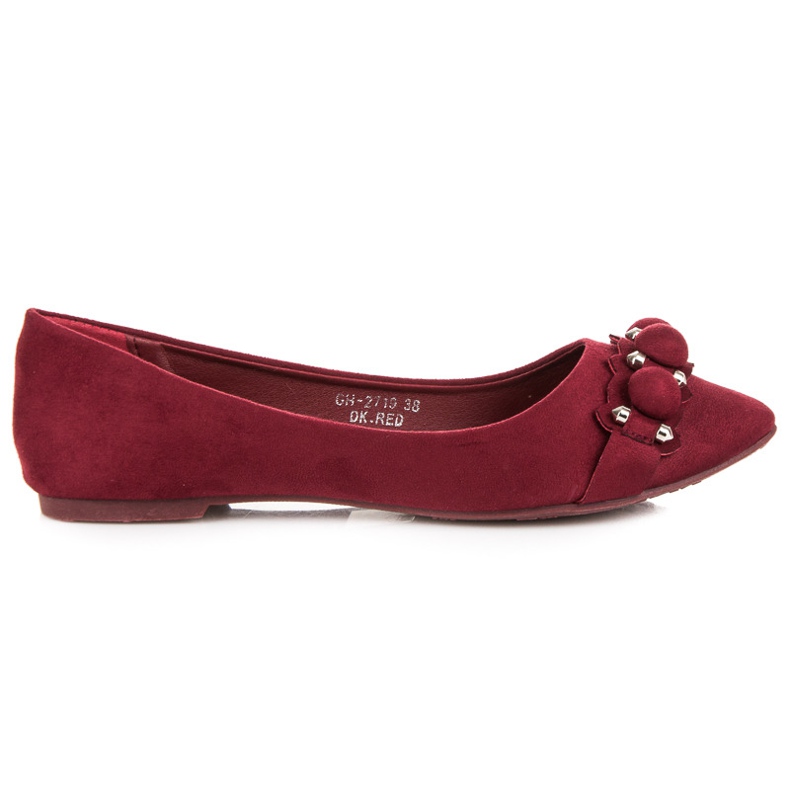 Ideal Shoes Stylish maroon ballerinas red