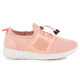 Salmon sneakers with a welt pink