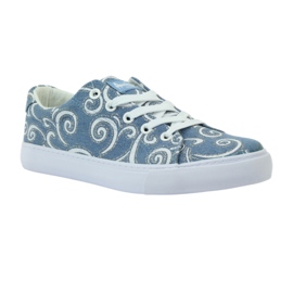 American Club LH denim sneakers with glitter blue grey