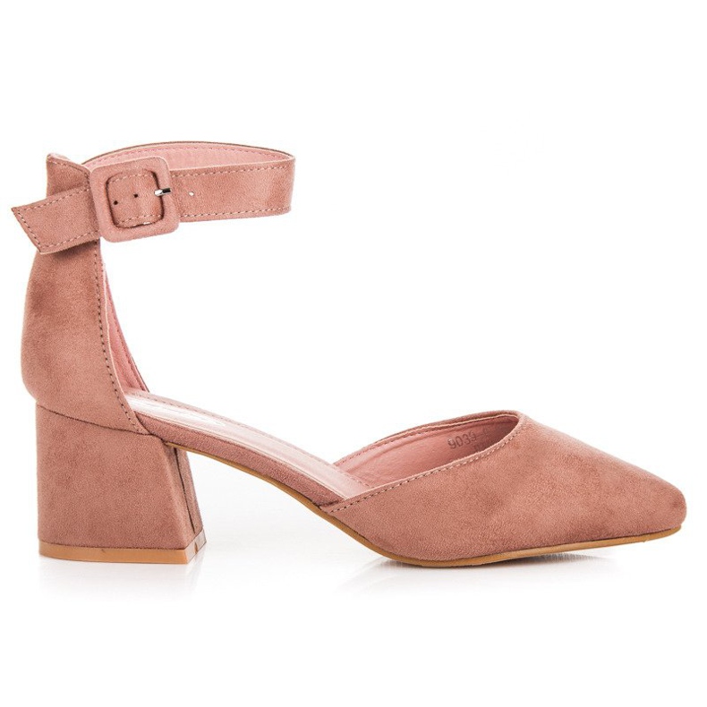 Low-heeled suede sandals pink
