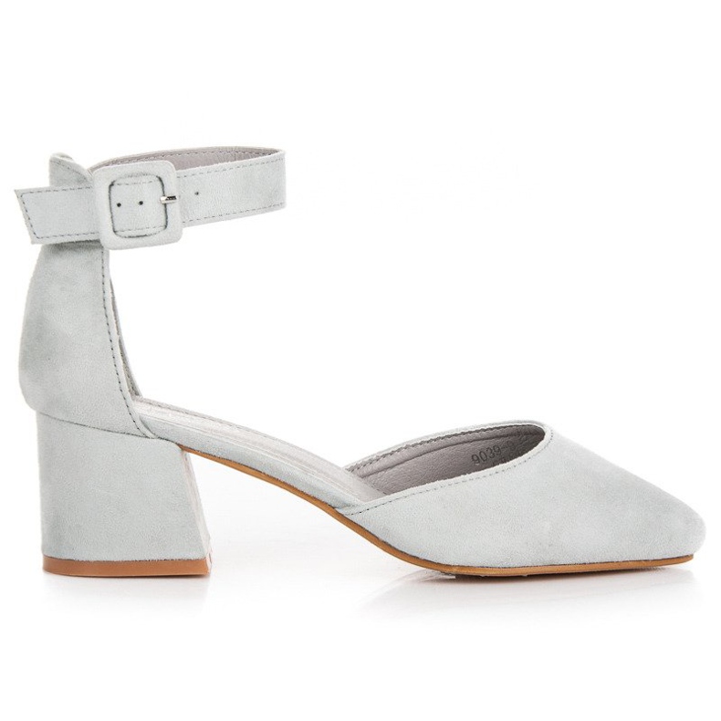 Low-heeled suede sandals grey