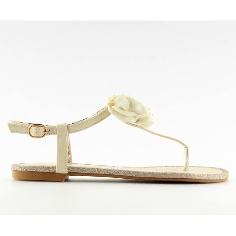 Sandals flip-flops with beige flower T314P Beige