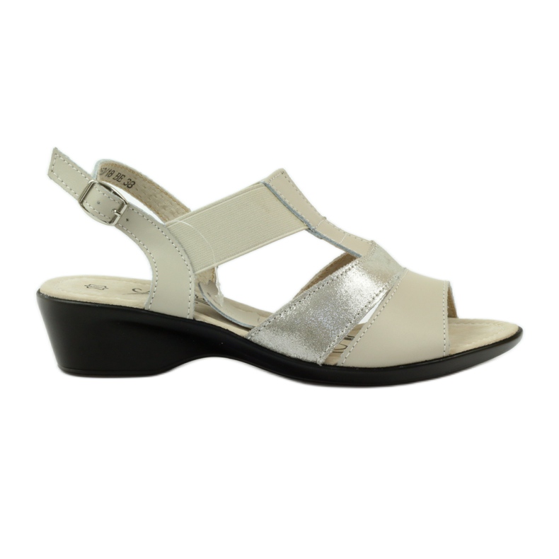 Filippo Comfortable leather wedge sandals beige silver Filippo Comfortable leather wedge sandals beige silver