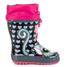 American Club Girls' wellies with an American welt pink grey American Club Girls' wellies with an American welt pink grey