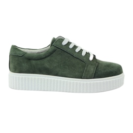 Leather Creepers shoes Filippo 036 green Leather Creepers shoes Filippo 036 green