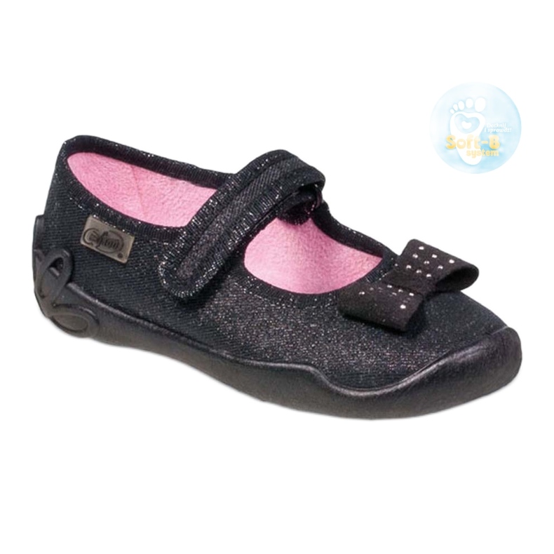 Befado children's ballerinas 114x240 with a bow in sequins black