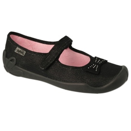 Befado children's ballerinas 114y240 with a bows in sequins black