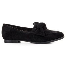 Sweet Shoes Suede loafers with a bow black