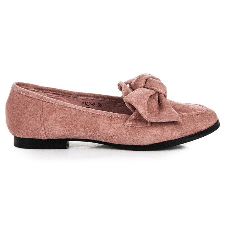 Sweet Shoes Suede loafers with a bow pink