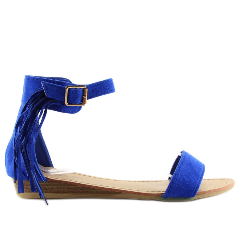 Women's sandals with a navy blue tassel
