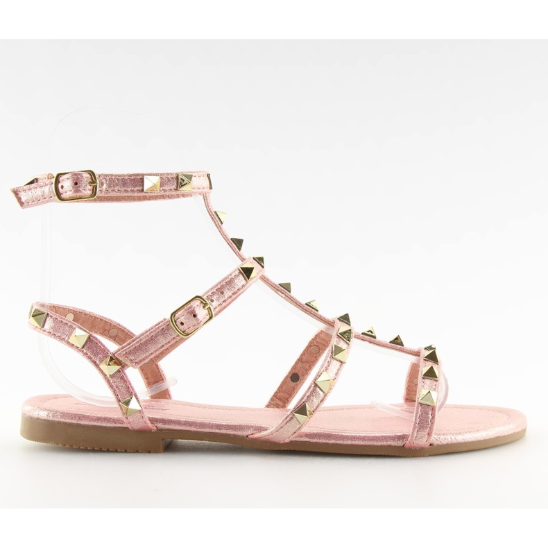 Women's sandals with pink H56 Champagne studs