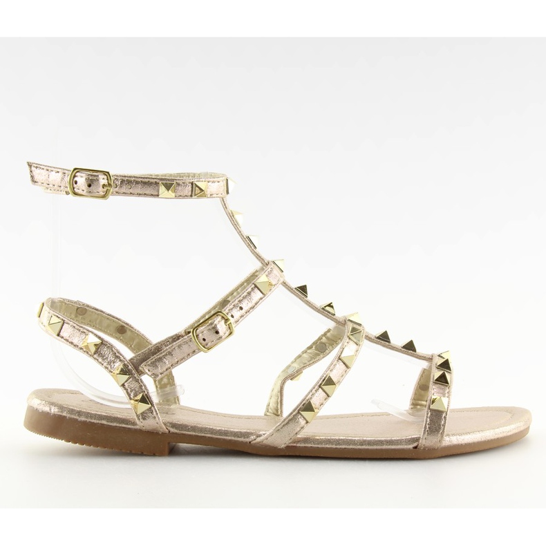 Women's sandals with gold studs H56 LT.GOLD golden