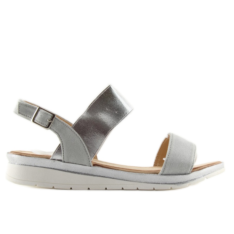 Silver women's sandals A-04 silver grey