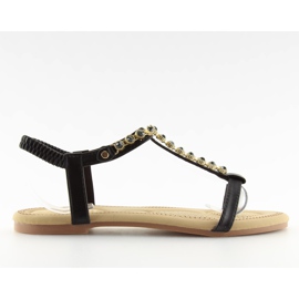 Black sandals with cubic zirconias AS10875 Black Black sandals with cubic zirconias AS10875 Black