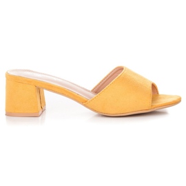 Renda Suede high-heeled sandals yellow