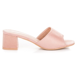 Renda Suede high-heeled sandals pink