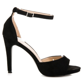 Suede high-heeled vinceza sandals black Suede high-heeled vinceza sandals black