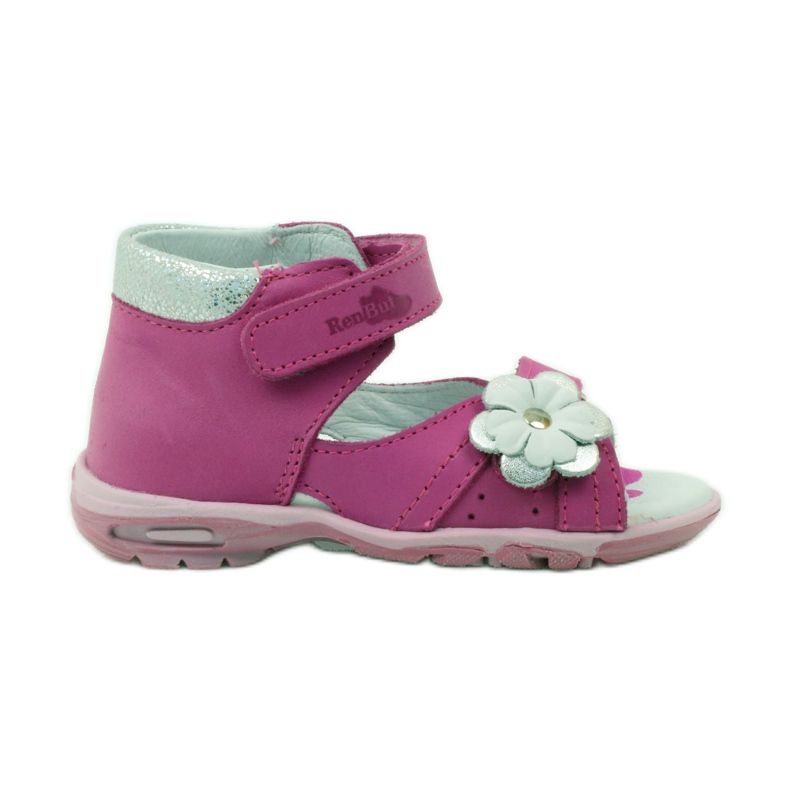Ren But Leather girls' leather sandals with a flower 097 pink
