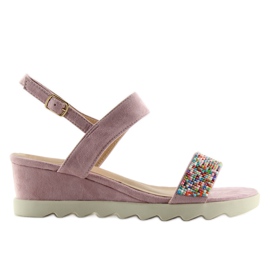 Violet malva low wedge sandals purple