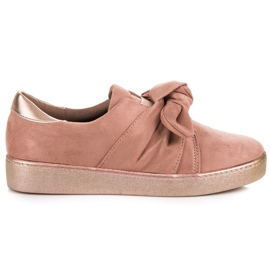 Bestelle Slip-on sneakers with a bow pink