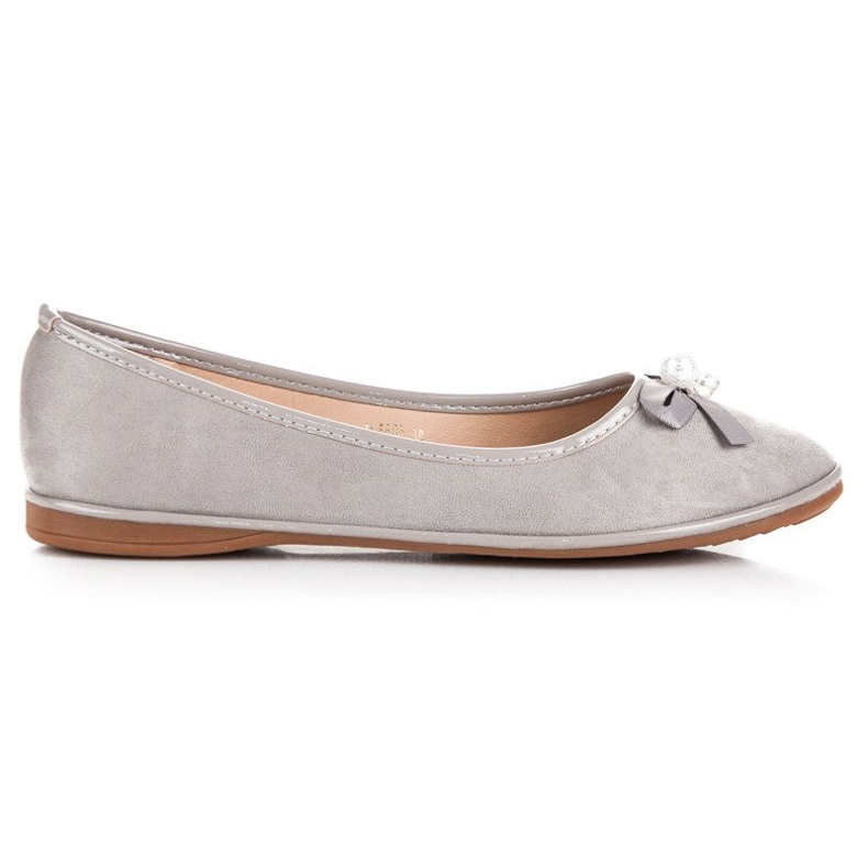 Ideal Shoes Elegant suede ballerinas grey