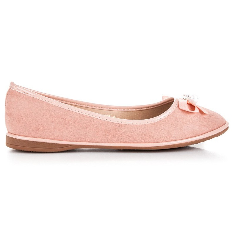 Ideal Shoes Elegant suede ballerinas pink