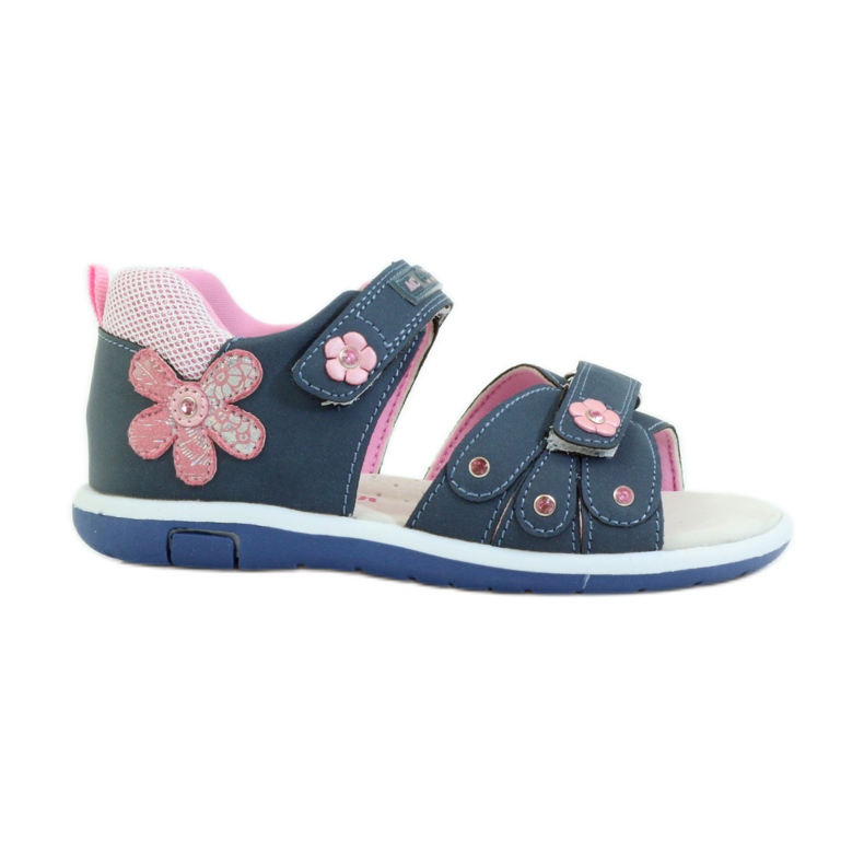 American Club Children's sandals with an American 87285 leather insert pink navy blue