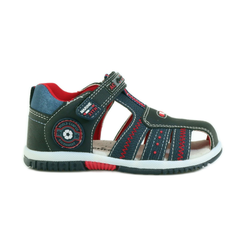 American Club Children's sandals with an American 87290 leather insert navy blue red