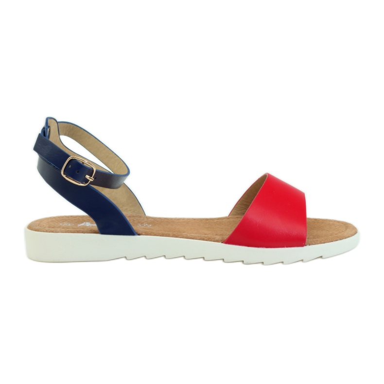 American Club American 170621 leather insole sandals red navy blue