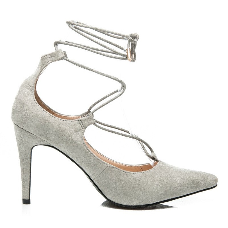 Vices Elegant stilettos with a suede tie grey