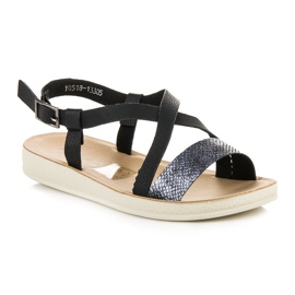 Flat sandals with a vinceza buckle black