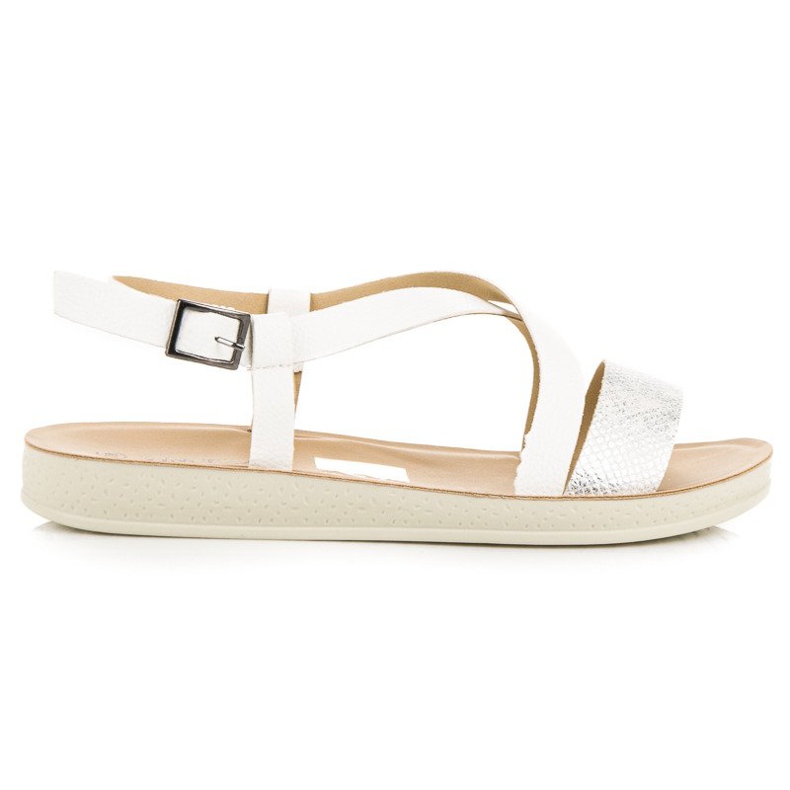 Flat sandals with a vinceza buckle white