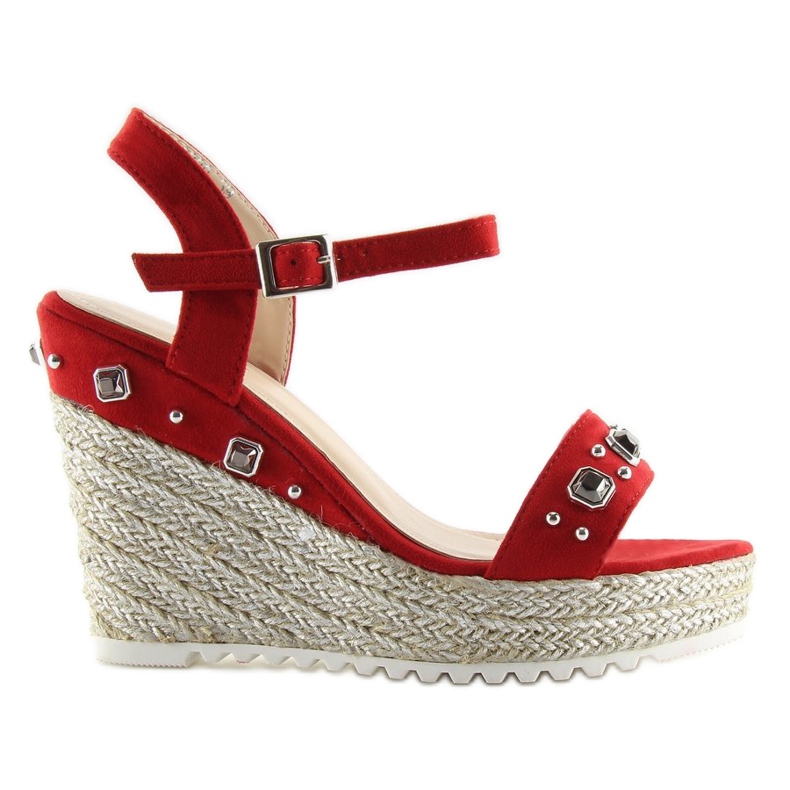 Red Espadrilles on a wedge red TS-2730 Red