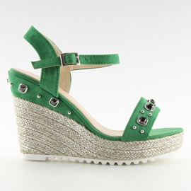 Green Espadrilles on wedges, green TS-2730 Green