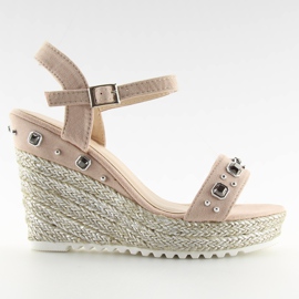 Pink Espadrilles on wedges pink TS-2730 Pink
