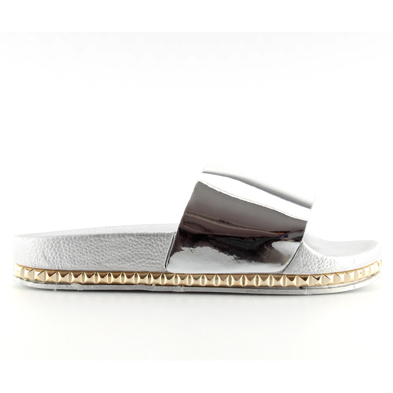 Silver women's slippers N-29 silver grey