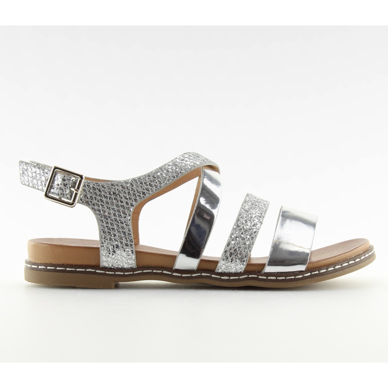 Silver women's sandals J80-1 silver grey