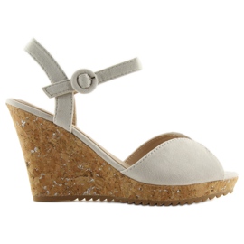 Gray sandals on a cork wedge heel 3811 grey Gray sandals on a cork wedge heel 3811 grey