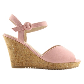 Pink sandals on a cork wedge heels 3811 Pink sandals on a cork wedge heels 3811