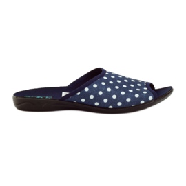Cotton slippers Adanex navy blue dots white