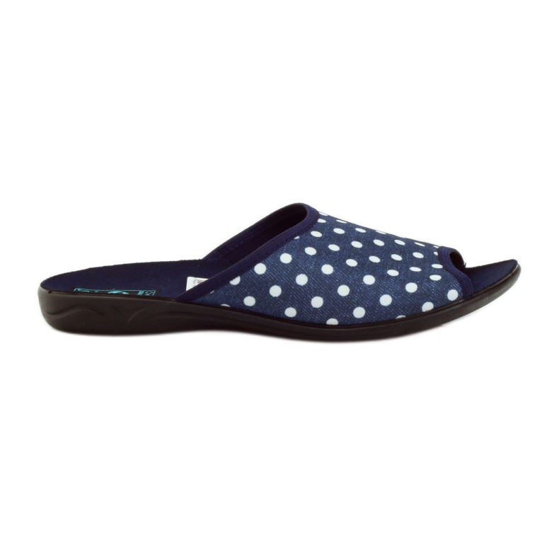 Cotton slippers Adanex navy blue dots white