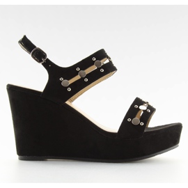 Black sandals on a wedge heel 1606 Black Black sandals on a wedge heel 1606 Black