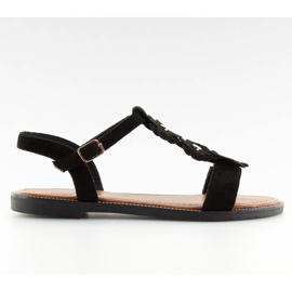 Women's black suede sandals WL-001
