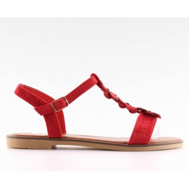 Women's red suede sandals WL-001