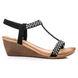 Fama Elegant wedge sandals black
