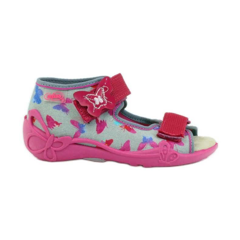 Befado 242p077 sandals with a leather insert pink grey
