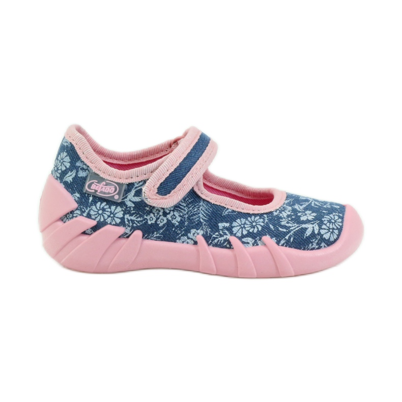 Ballerinas slippers with flowers Befado 109p160 pink grey blue