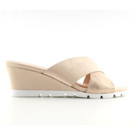 Pink slippers on a low wedge pink Y-8219 Pink