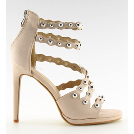 Beige sandals on a high heel C-37 Beige Beige sandals on a high heel C-37 Beige