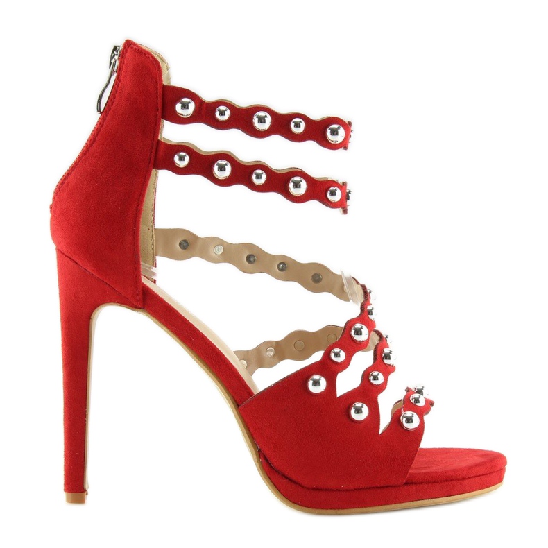 Red sandals on a high heel C-37 Red